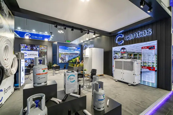 Cantaş refrigerant cylinders, 134a gas box and Danfoss component panel at MCE 2024