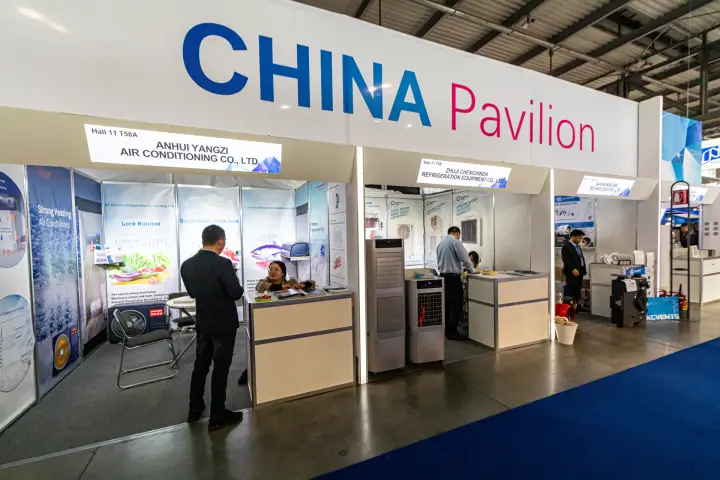 China Pavilion booths of Anhui Yangzi and Zhuji Chengxinda in Hall 11 at MCE 2024