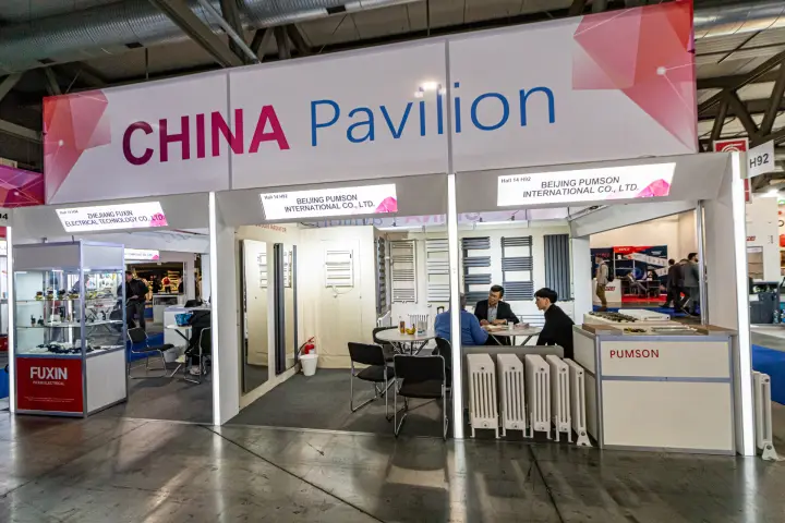 China Pavilion booths of Pumson radiators and Fuxin Electrical in Hall 14 at MCE 2024