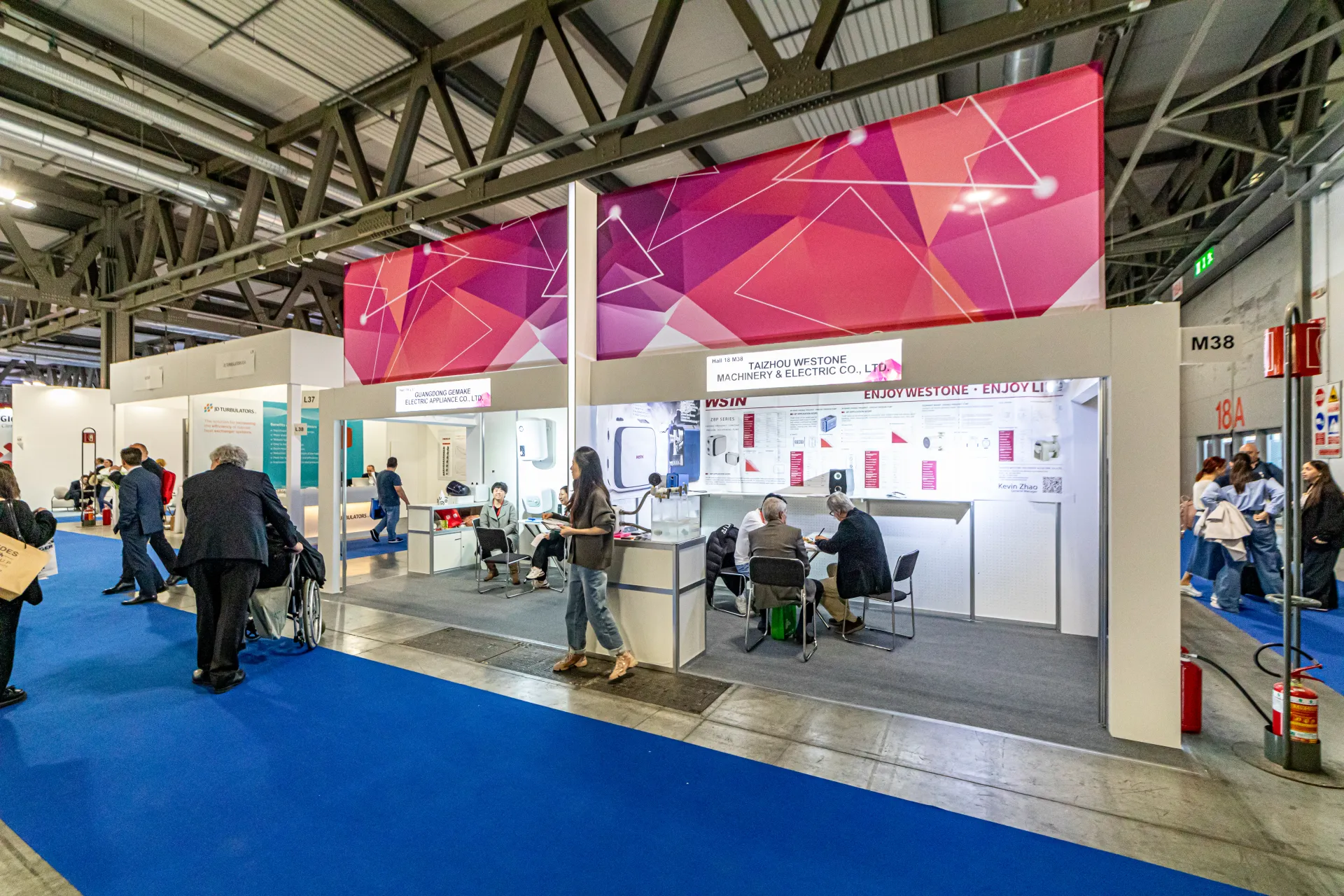 China Pavilion booths of Taizhou Westone and Guangdong Gemake in Hall 18 at MCE 2024