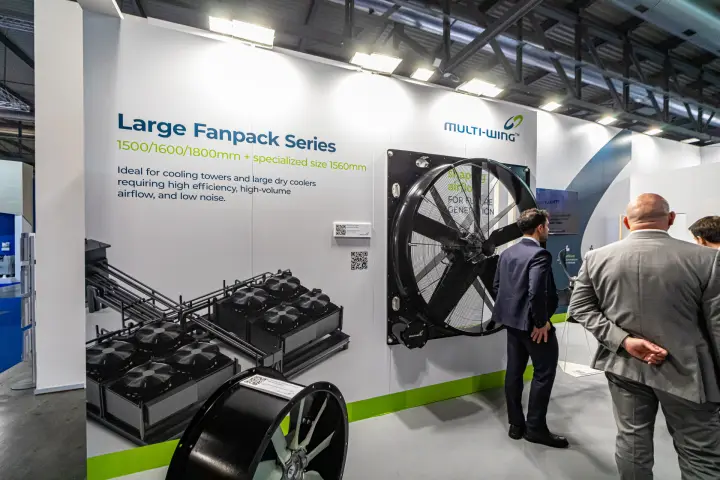 Close view of the Multi-Wing Large Fanpack framed fan at MCE 2024
