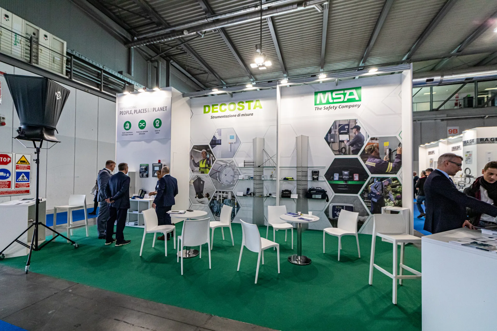Decosta and MSA stand with measuring instruments on green carpet at MCE 2024