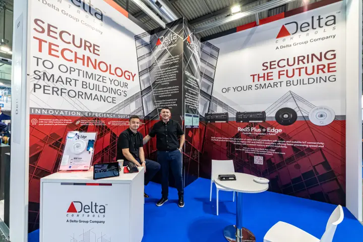 Delta Controls stand promoting Red5 Plus + Edge BACnet controllers