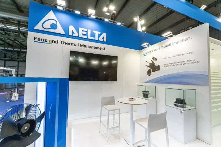 Delta 'Fans and Thermal Management' corner with EC motors in showcases at MCE 2024