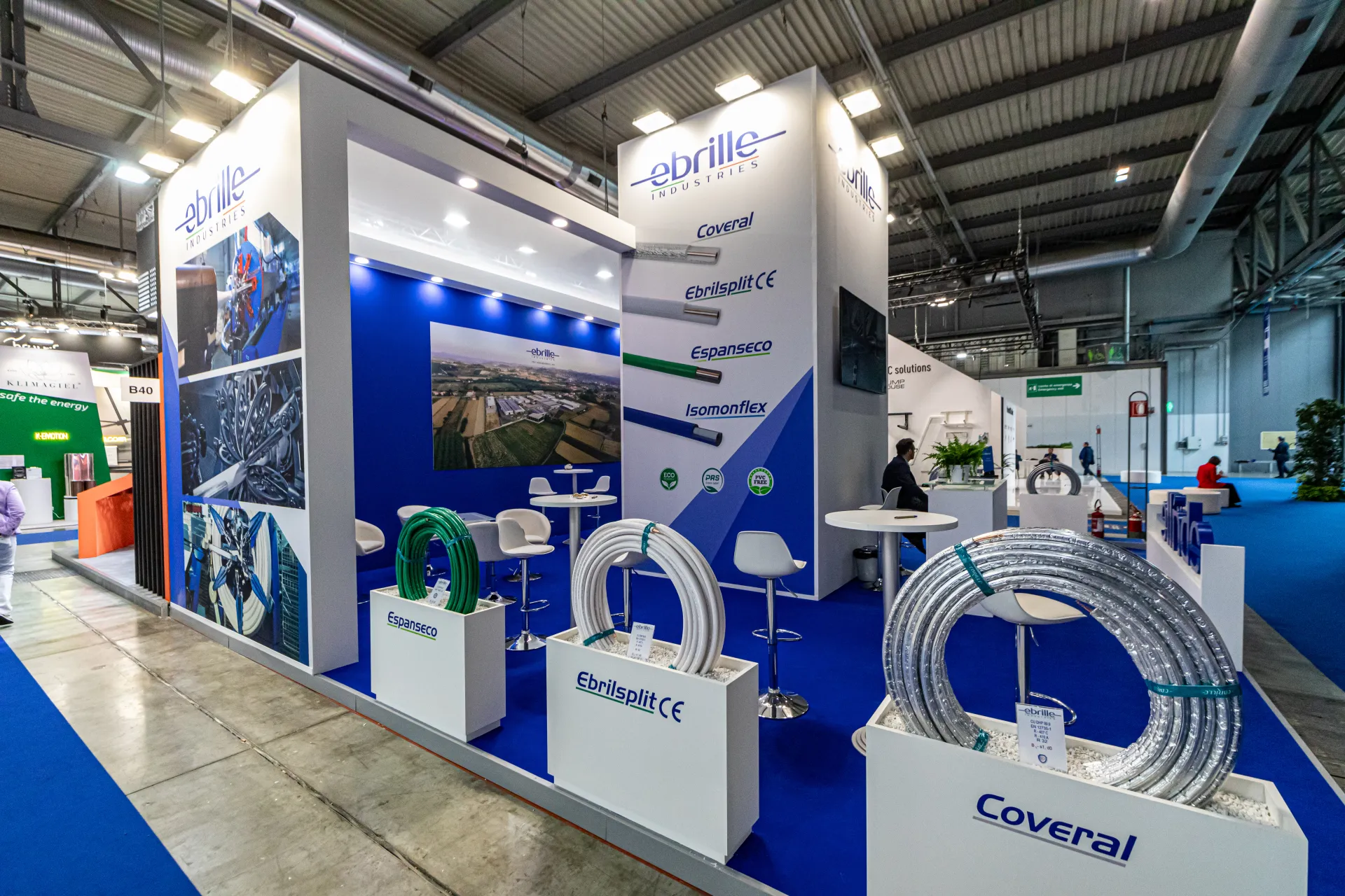 Ebrille Industries stand with coils of insulated copper pipe at MCE 2024