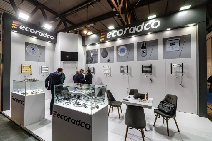 Ecoradco stand with electric heating elements for towel radiators at MCE 2024