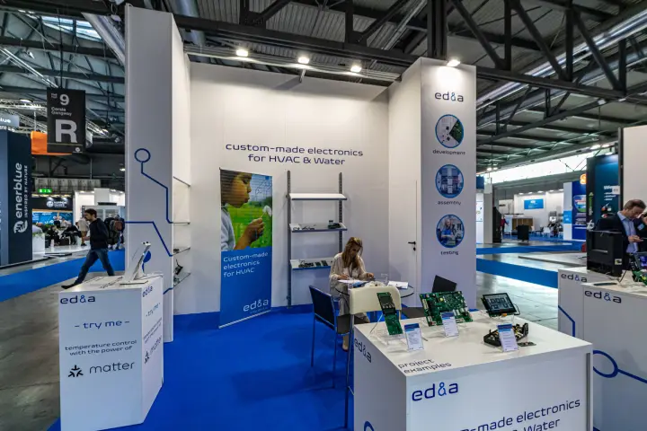 ED&A stand presenting custom-made electronics for HVAC and water