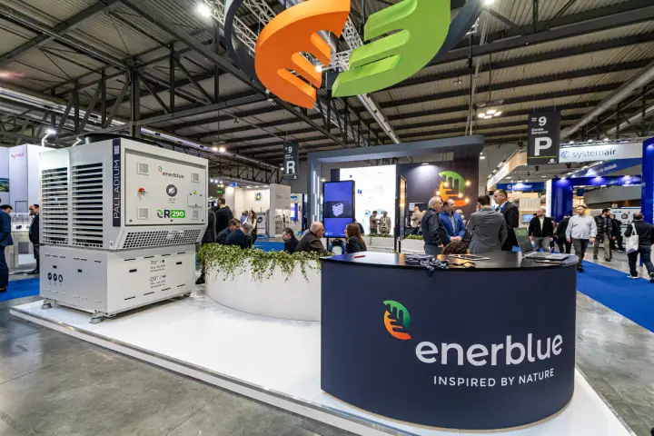 Enerblue Palladium R290 heat pump beside the Inspired by Nature counter