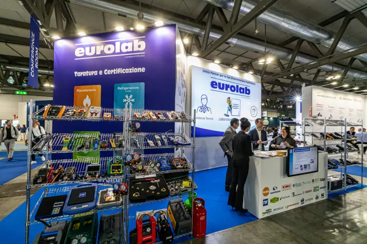 Eurolab racks of refrigeration gauges, vacuum pumps and recovery units