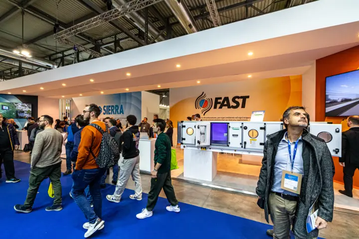 Fast stand with a white modular air handling unit beside the Sierra stand at MCE 2024