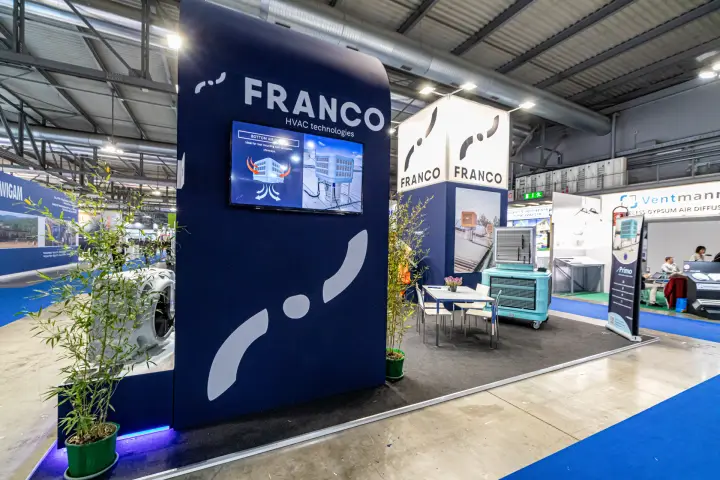 Franco HVAC technologies stand with evaporative cooler units at MCE 2024