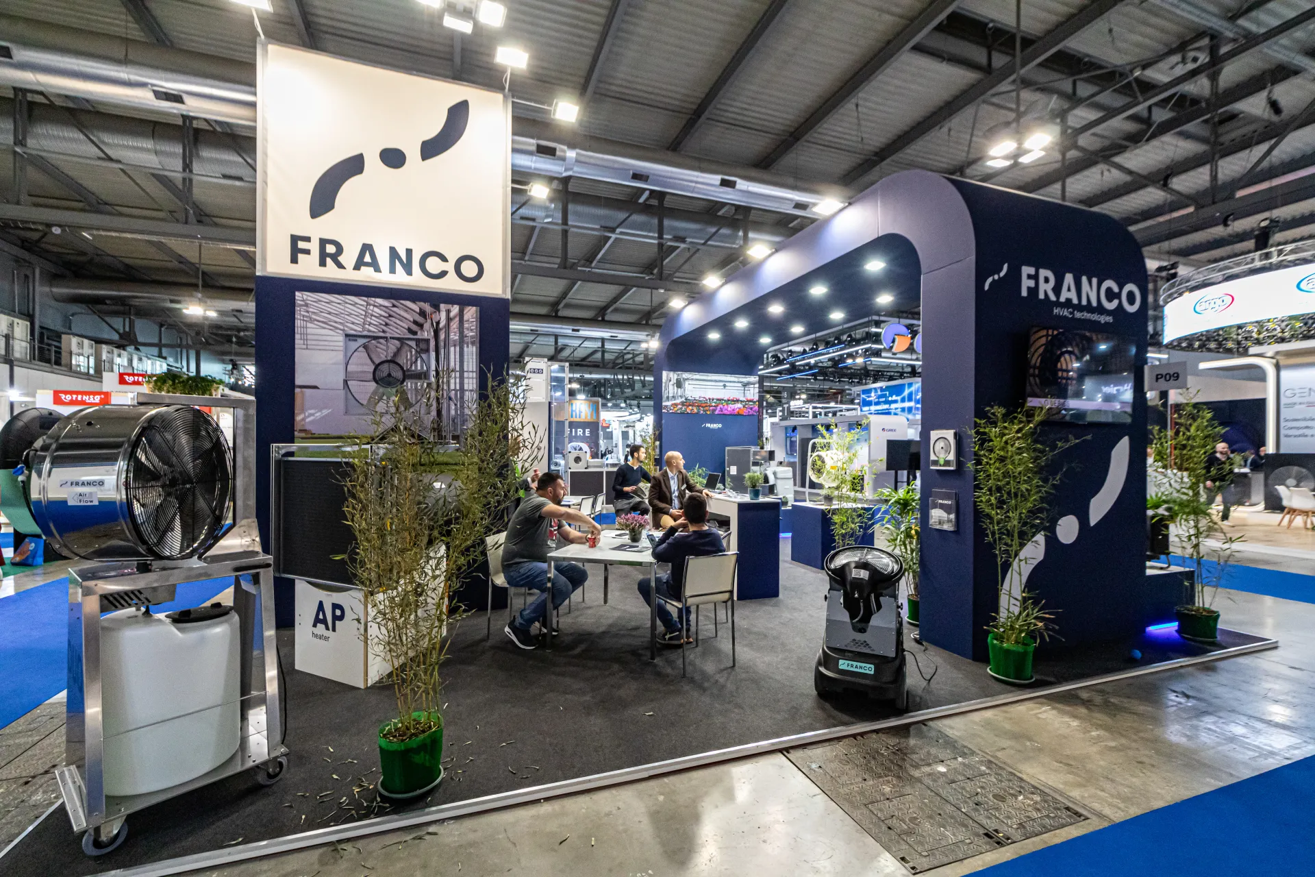 Franco HVAC technologies stand with mobile fan and AP heater at MCE 2024