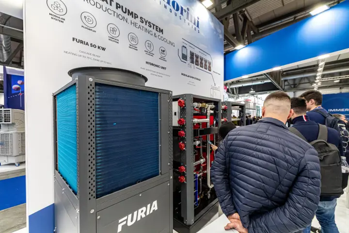 Furia 50 kW heat pump with hydronic unit on the Fiorini stand at MCE 2024