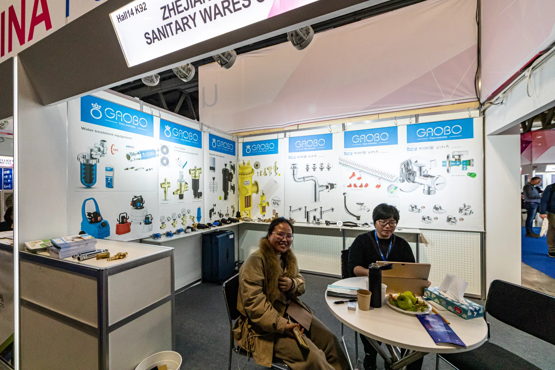 Gaobo booth with water treatment, heat pump accessories and sanitary fittings at MCE 2024