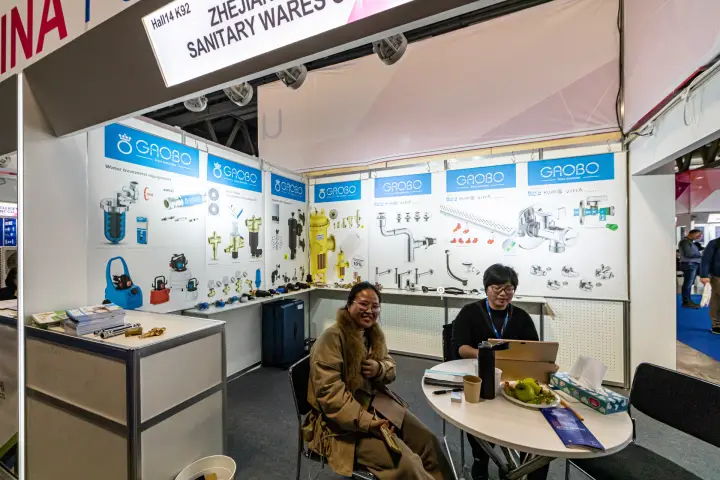 Gaobo booth with water treatment, heat pump accessories and sanitary fittings