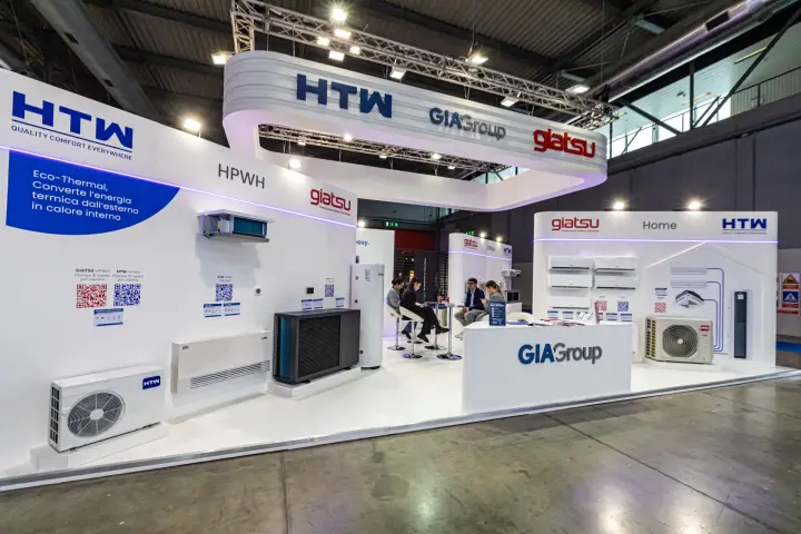 GIA Group stand with HTW and Giatsu heat pumps and air conditioners at MCE 2024