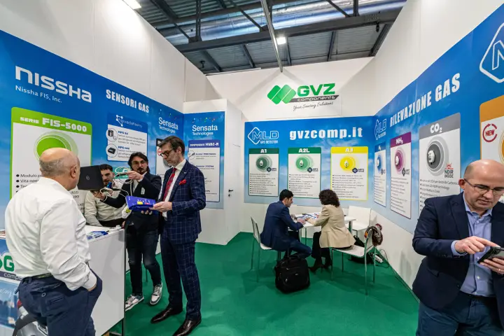 GVZ Components stand with gas detection panels for A1, A2L and A3 at MCE 2024