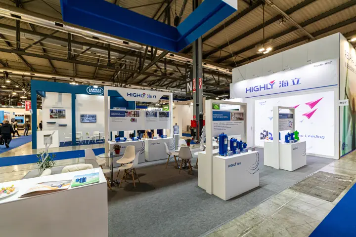 Highly compressor stand with refrigeration and heat pump compressor displays at MCE 2024