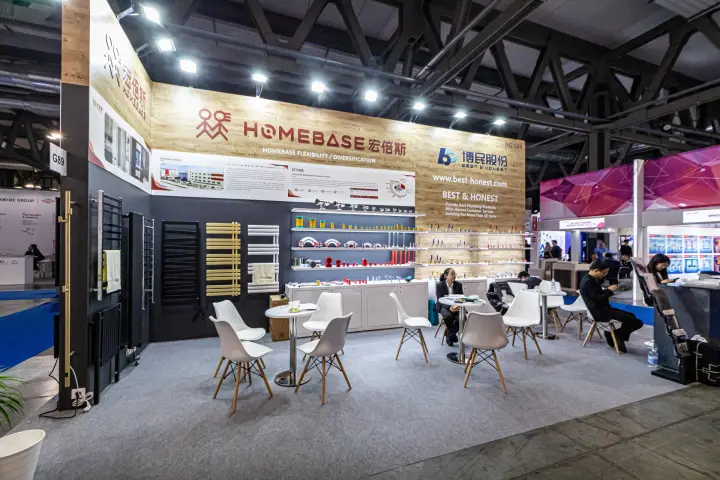 Homebase and Best & Honest stand with towel radiators and brass fittings