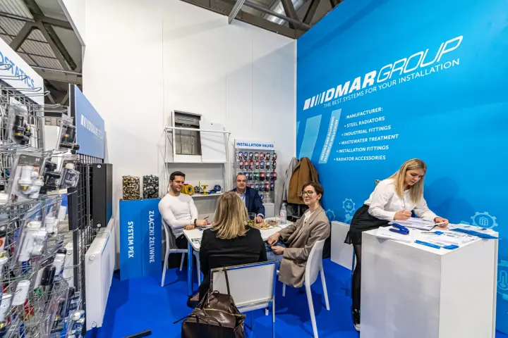 Idmar Group stand listing steel radiators, fittings and valves
