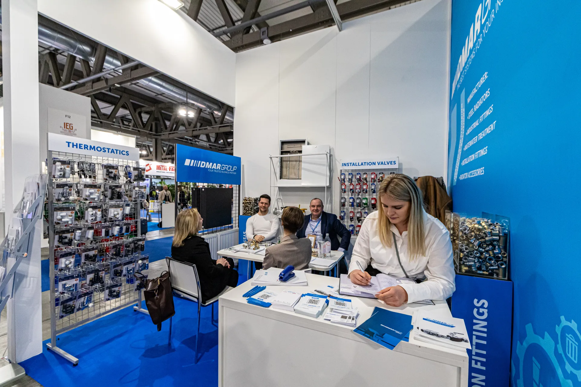 Idmar Group thermostatic head display and installation valve board at MCE 2024