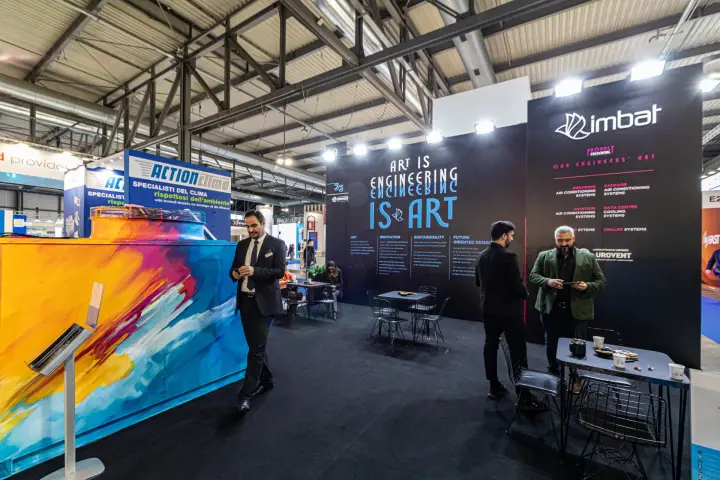 Imbat stand with art-painted unit and 'Our Engineers' Art' panel at MCE 2024