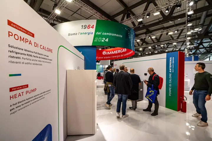 Immergas 2026 preview of an R290 full electric heat pump at MCE 2024