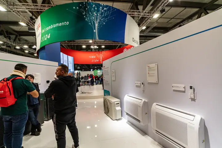 Immergas floor console air conditioners and split outdoor unit at MCE 2024