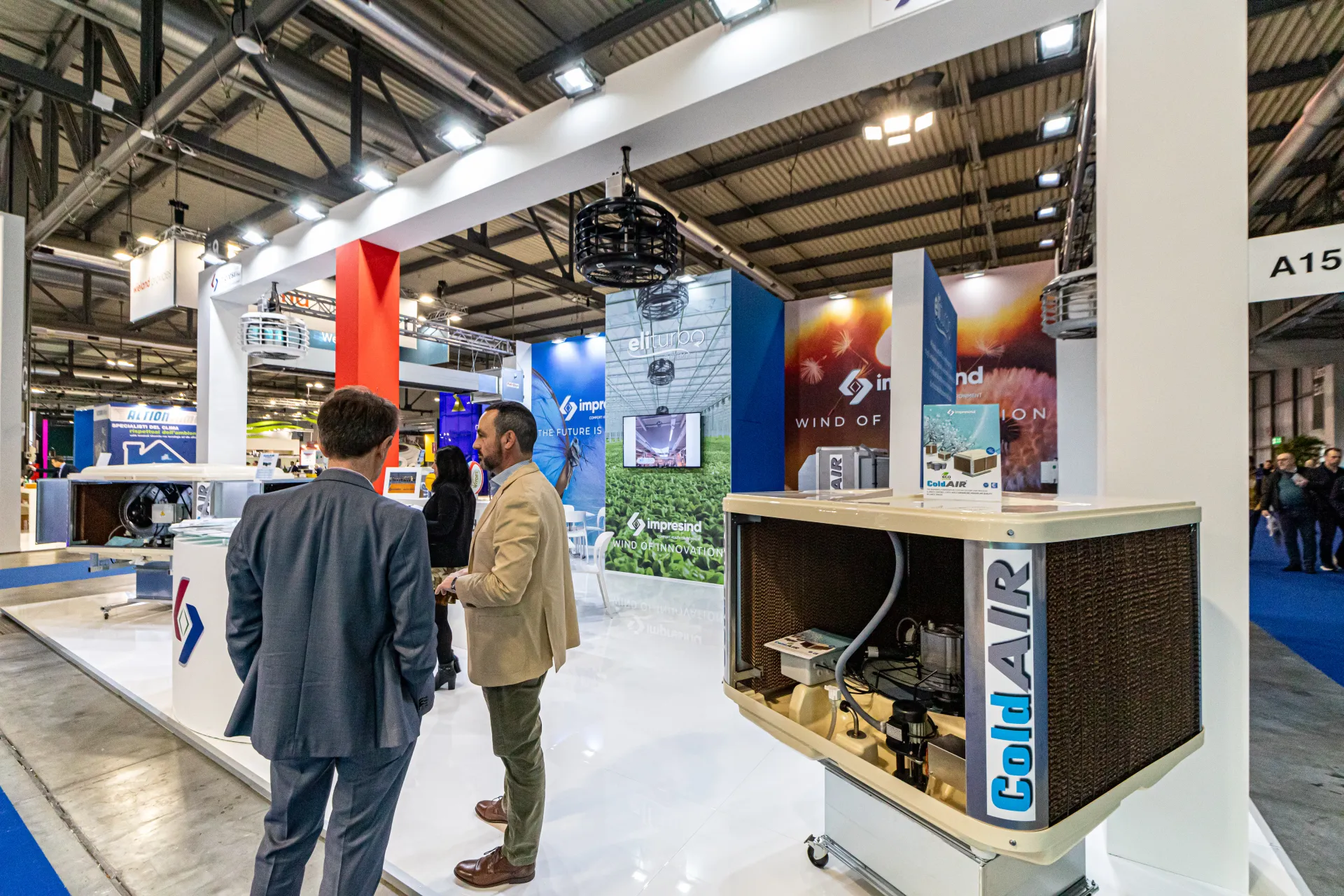 Impresind ColdAIR coolers and hanging Eliturbo units at stand A15 at MCE 2024
