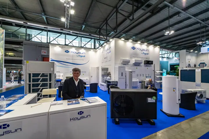 Kaysun by Frigicoll stand with outdoor units, heat pump and DHW tank at MCE 2024