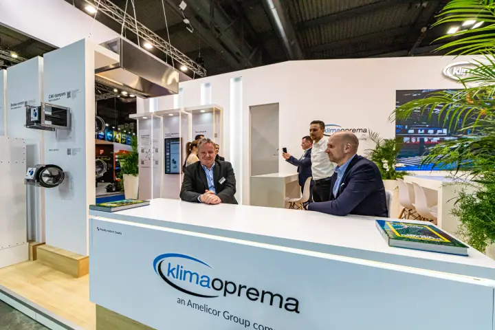 Klimaoprema counter beside smoke control and CAV damper samples