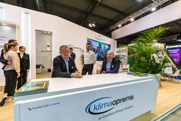 Klimaoprema reception counter marked "Proudly made in Croatia"