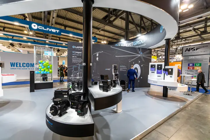 Lafert Group motors and HP Integral drives on curved plinths