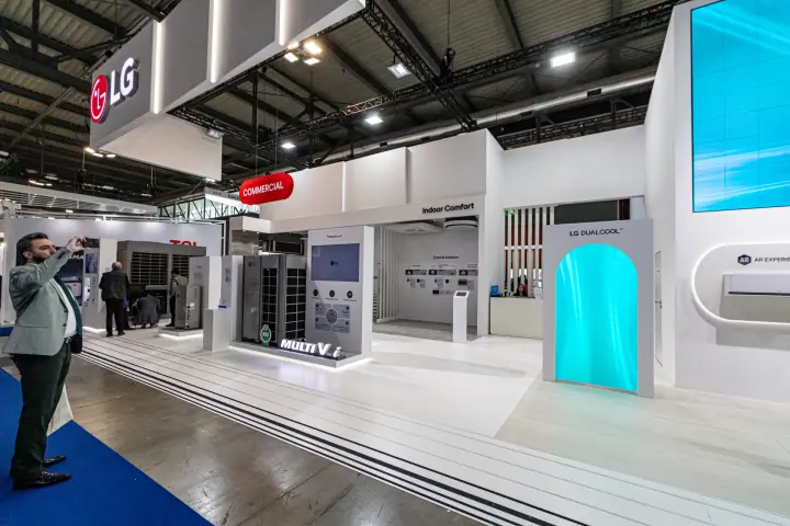 LG Commercial zone with Multi V i outdoor units and Dualcool arch at MCE 2024