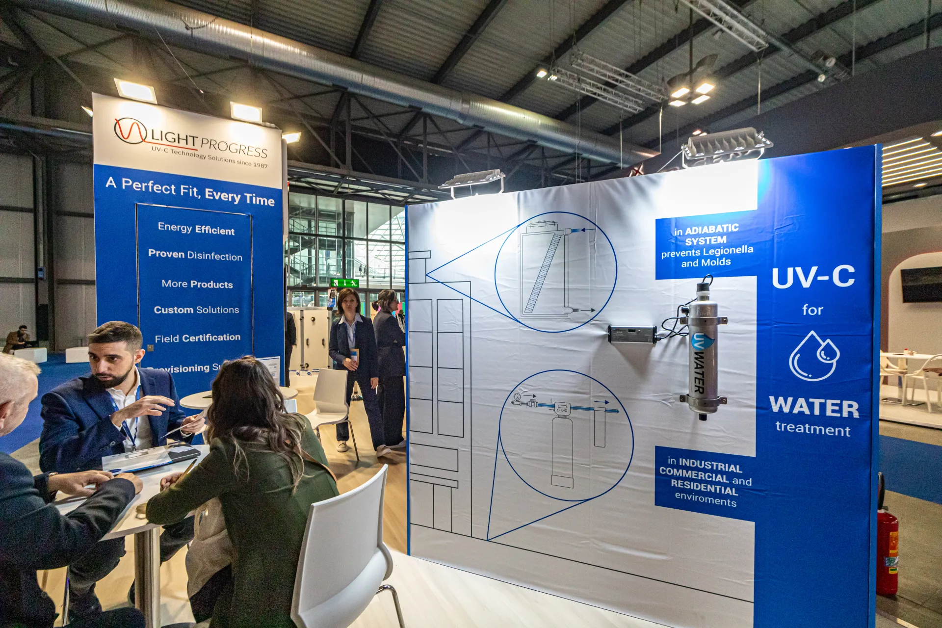 Light Progress UV-C water treatment display for adiabatic systems at MCE 2024