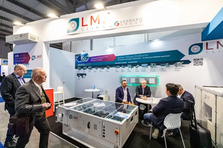 LMF Clima heat recovery unit with glass top and product range wall at MCE 2024