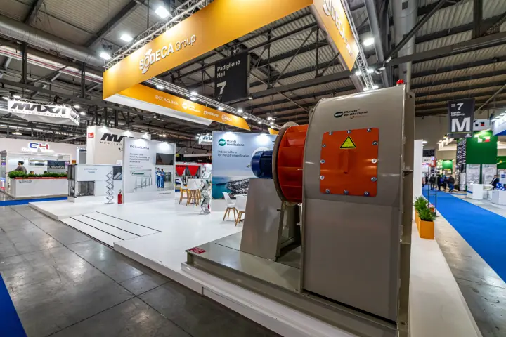 Marelli Ventilazione industrial centrifugal fan at the Sodeca Group stand at MCE 2024