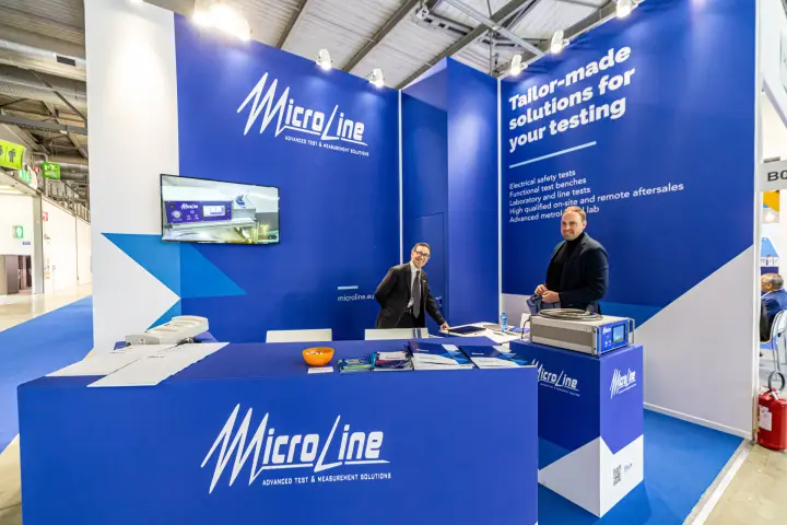 MicroLine stand promoting tailor-made electrical safety and functional testing at MCE 2024