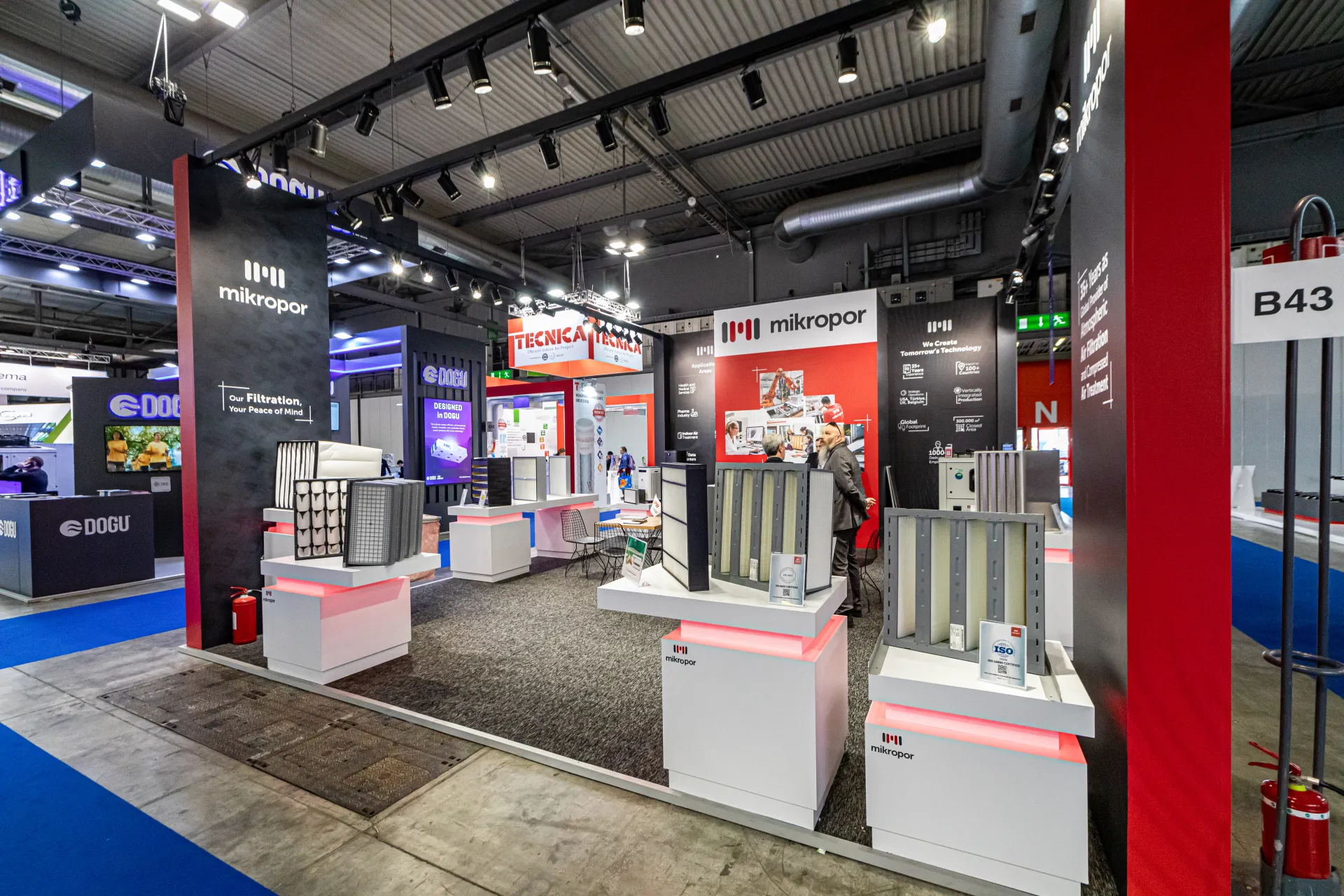 Mikropor stand B43 with bag, panel and compact air filters at MCE 2024