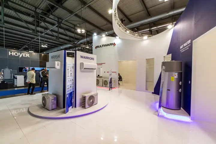Multiwarm stand with Arashi and Warriors split air conditioners at MCE 2024