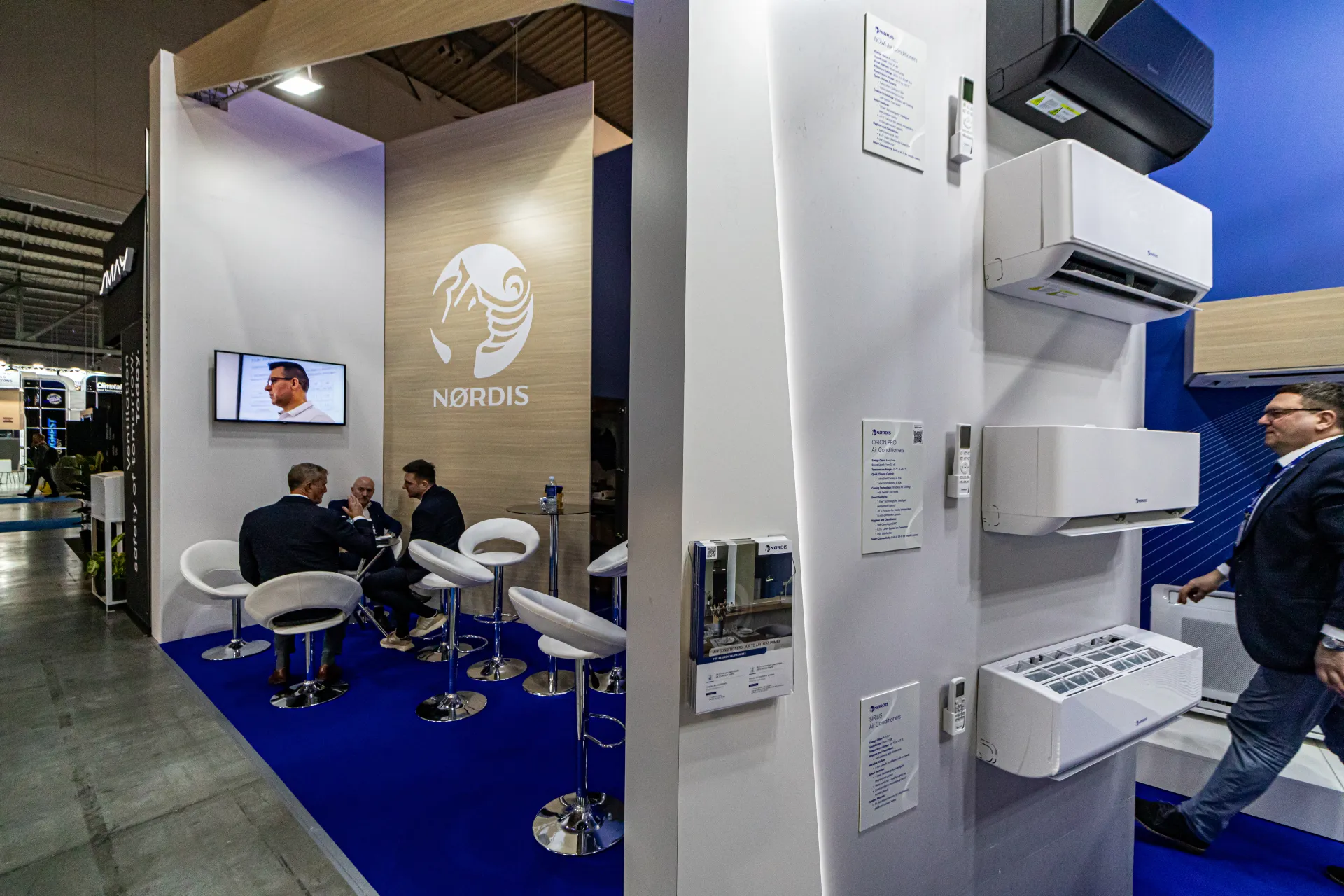 Nordis wall-mounted air conditioners with remotes and ORION PRO data sheet at MCE 2024