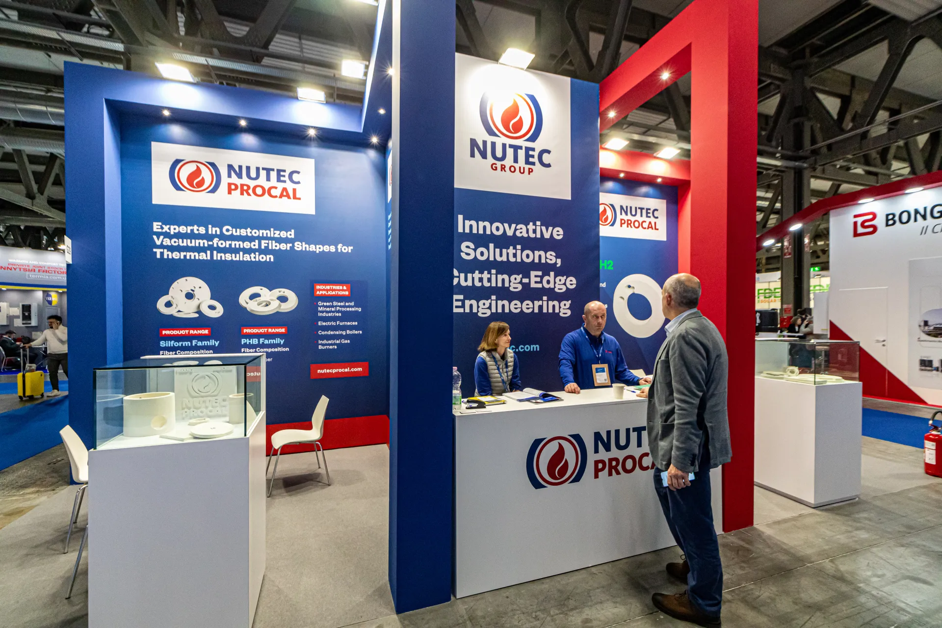 Nutec Procal wall on vacuum-formed fiber shapes for thermal insulation at MCE 2024