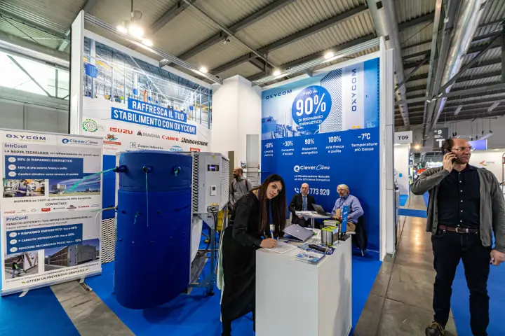 Oxycom and Clever Clima stand with insulated cooling unit at MCE 2024