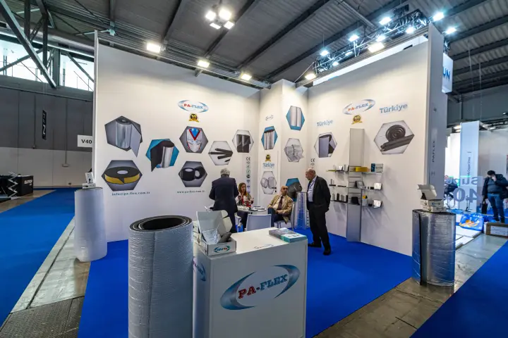 Pa-Flex insulation rolls and tapes on a Turkish exhibitor stand