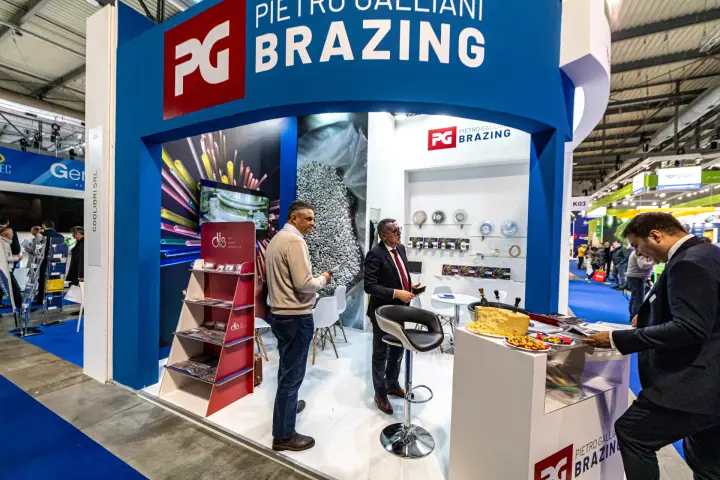 Pietro Galliani Brazing counter with brazing alloy spools on display