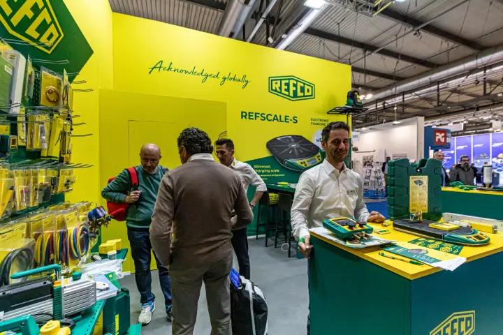 Refco pegboard of service tools and hoses beside the Refscale-S wall at MCE 2024