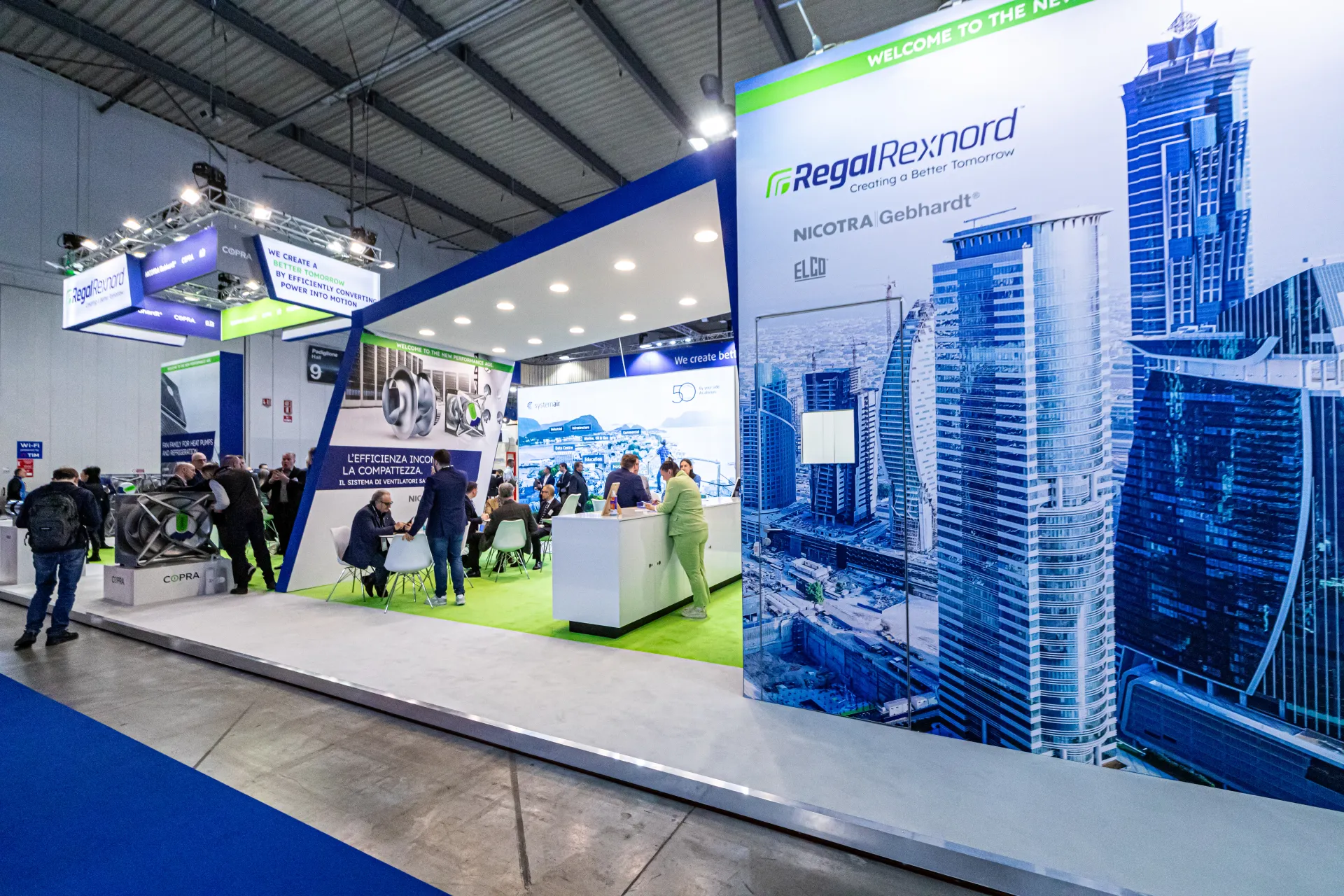 Regal Rexnord stand with Nicotra Gebhardt COPRA fan display at MCE 2024