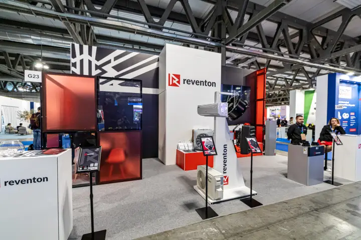 Reventon stand G23 with fans, unit heaters and split air conditioner at MCE 2024