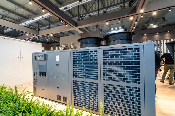 Roccheggiani R290 unit with patterned coil guards at MCE 2024