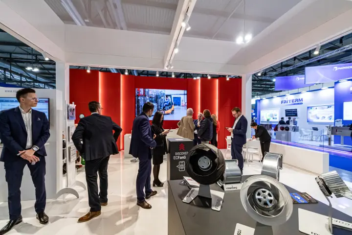 Rosenberg centrifugal impellers and ECOFIT labels on the display table at MCE 2024